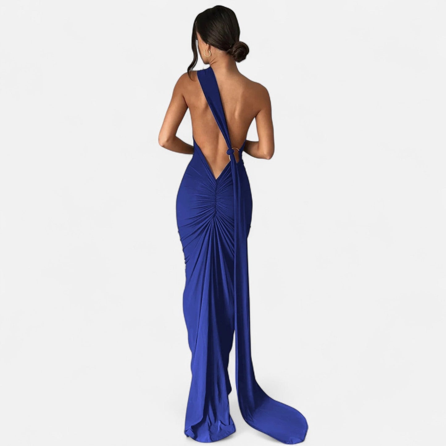 Damen Maxikleid Ein-Schulter-Neckholder