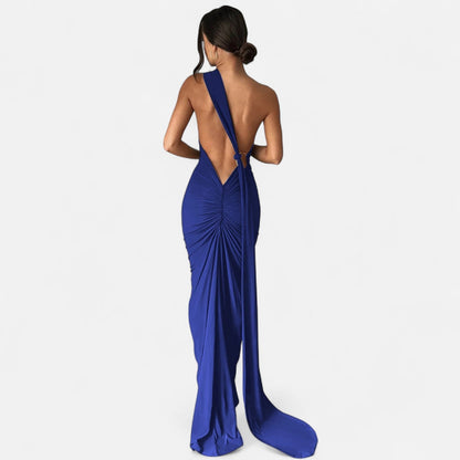 Damen Maxikleid Ein-Schulter-Neckholder