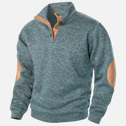 Levi Herren Strickpullover Stehkragen Patchwork Braun