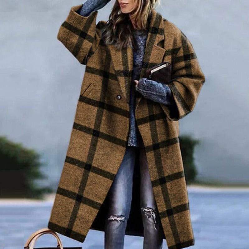Damen Trenchcoat Lang Winterwarm