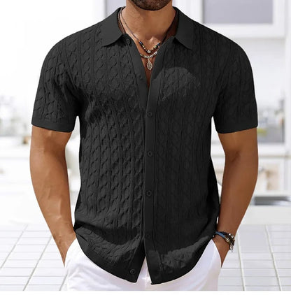 Reinhard Herren Polo-Shirt Strukturiert Knopfverschluss Weiß