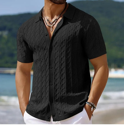 Reinhard Herren Polo-Shirt Strukturiert Knopfverschluss Weiß