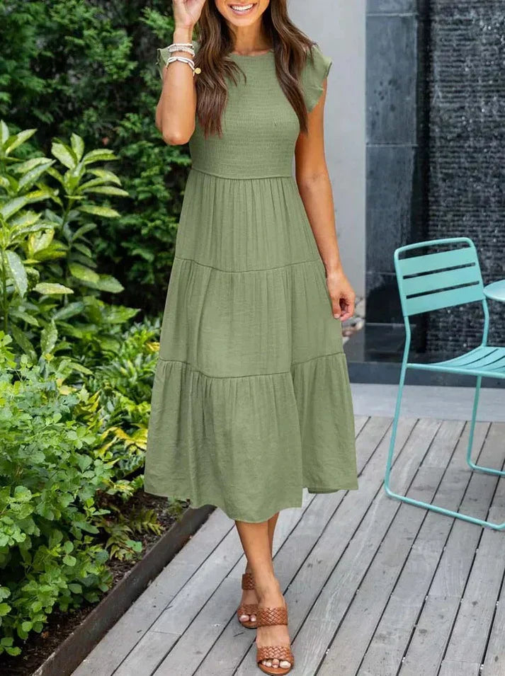 Damen Midi-Kleid Kurzärmelig