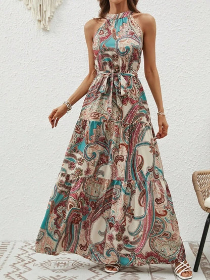Damen Maxi-Kleid Retro-Halterneck Vintage-Look