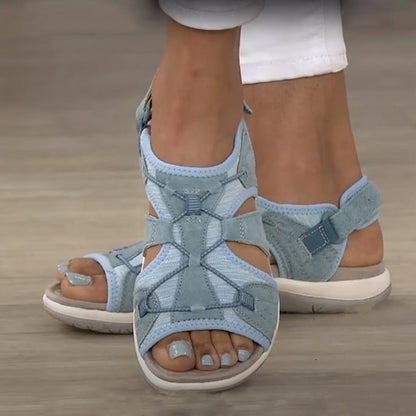 Damen Sandalen Offene Zehen Bequem atmungsaktiv Schwarz - Eveloria