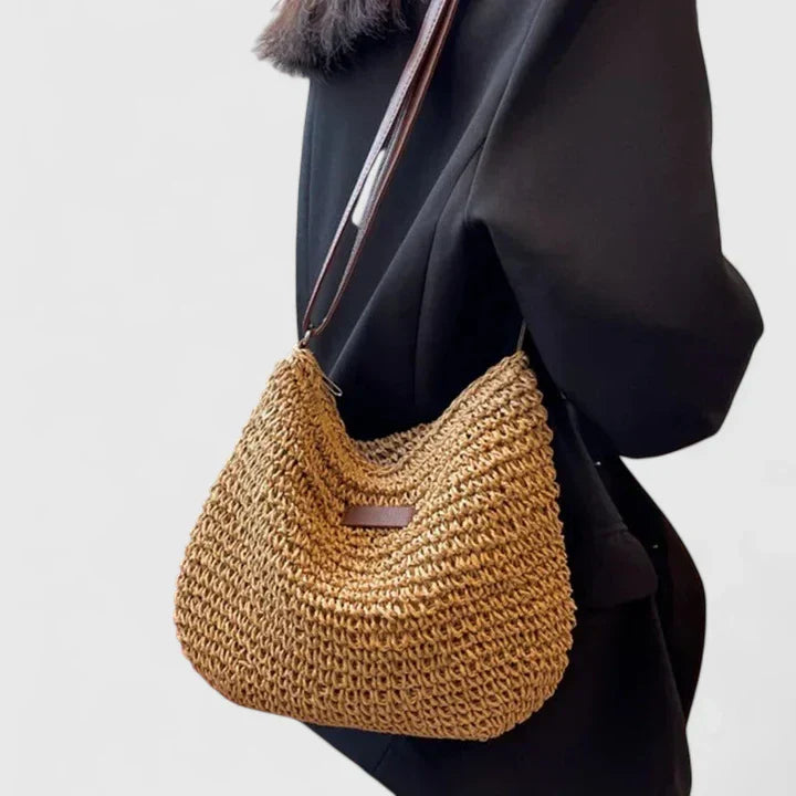 Damen Schultertasche Leder Natürlich Braun