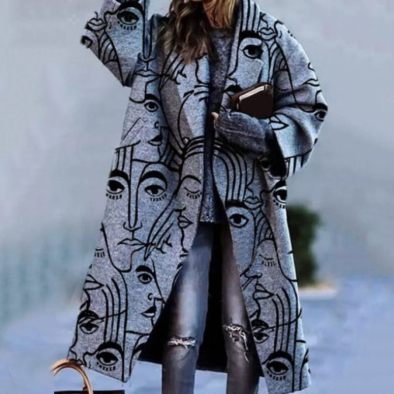 Damen Trenchcoat Lang Winterwarm