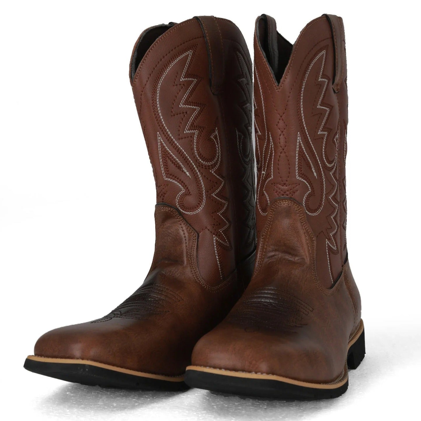 Herren Cowboy-Stiefel Westernstil Leder Braun