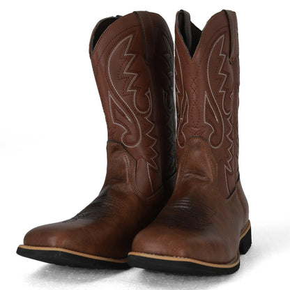 Herren Cowboy-Stiefel Westernstil Leder Braun