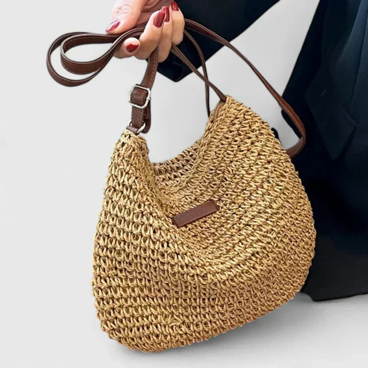 Damen Schultertasche Leder Natürlich Braun