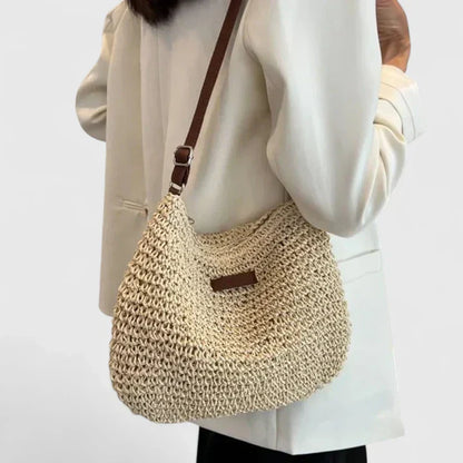 Damen Schultertasche Leder Natürlich Braun - Eveloria
