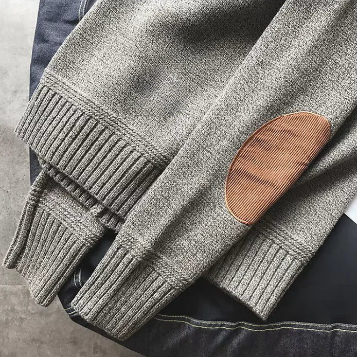 Herren Strickpullover Ellbogenpatches Klassisch Bequem