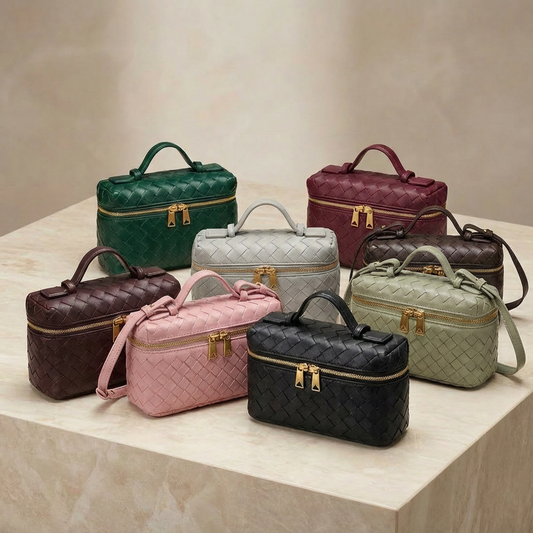 Damen Mini-Handtasche Leder mit Umhängegurt Schwarz - Eveloria
