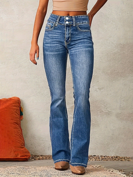 Damen High-Waist Jeans Weite Bein - Eveloria