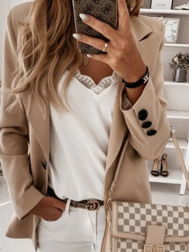 Eveloria Damen Blazer Ein-Knopf Lässig