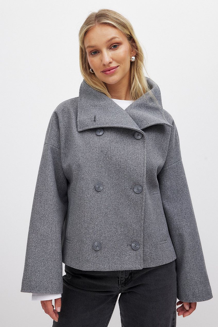 Damen Kurzmantel Doppelreihig Eleganter Trenchcoat