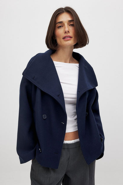 Damen Kurzmantel Doppelreihig Eleganter Trenchcoat