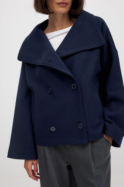Damen Kurzmantel Doppelreihig Eleganter Trenchcoat