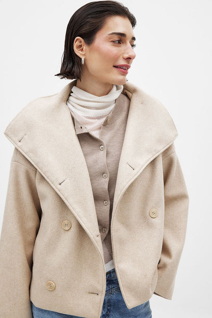 Damen Kurzmantel Doppelreihig Eleganter Trenchcoat