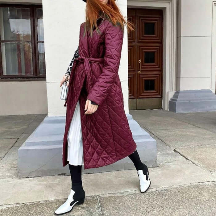 Damen Wintermantel Karomuster Wollmix Schwarz - Eveloria