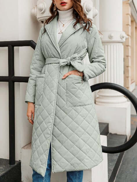 Damen Wintermantel Karomuster Wollmix