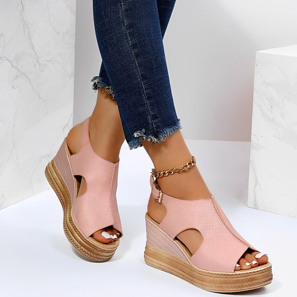 Eveloria Damen Sandalen Leder Elegant Schnallenriemen