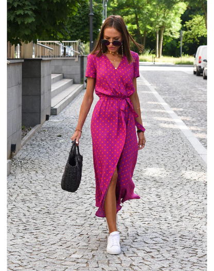 Damen Wickelkleid V-Ausschnitt Leicht Sommerlich - Eveloria