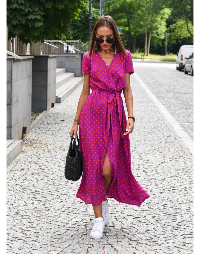 Damen Wickelkleid V-Ausschnitt Leicht Sommerlich