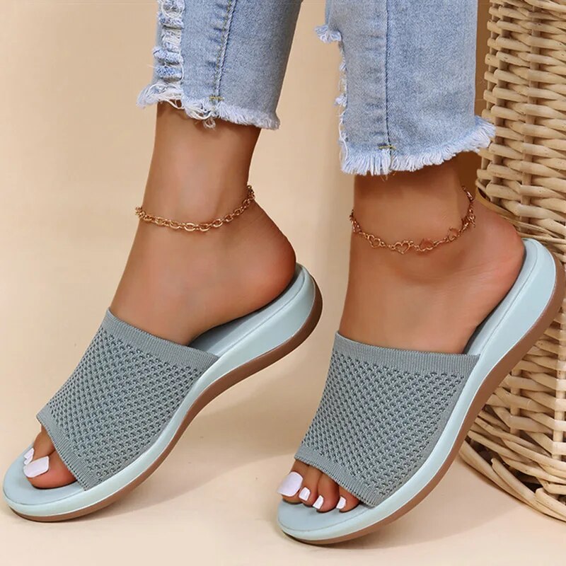 Eveloria Damen Slip-On-Sandalen Atmungsaktives Mesh
