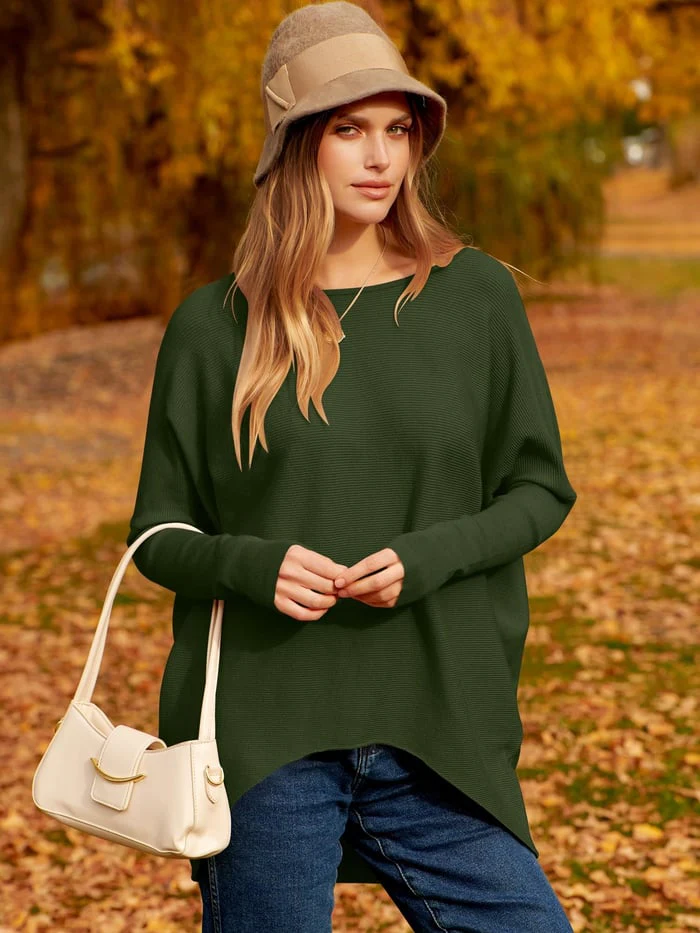 Eveloria Damen Sweatshirt Oversized Weiches Wollgemisch Langarm