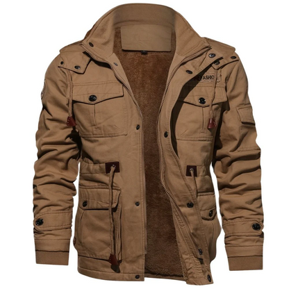 Herren Bomberjacke Baumwoll Obermaterial Fleece Futter Kapuze Schwarz - Eveloria