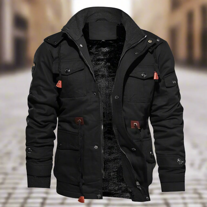 Herren Bomberjacke Baumwoll Obermaterial Fleece Futter Kapuze