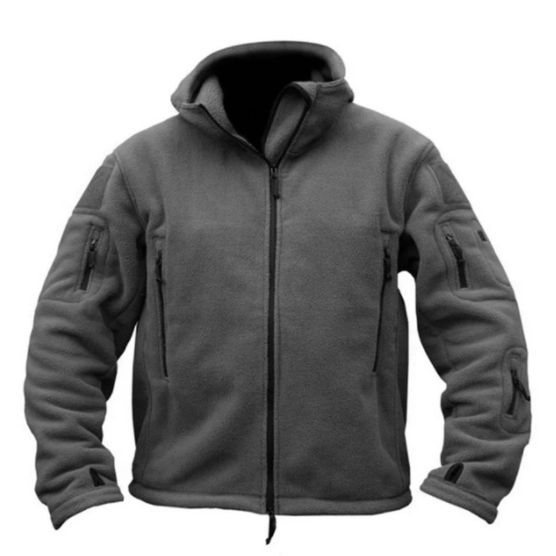Herren Fleecejacke Relaxed Fit mit Kapuze und Reißverschluss