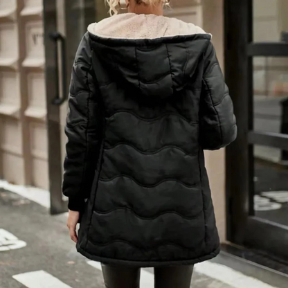 Damen Trenchcoat Slim Fit mit Kapuze, Fleece gefüttert