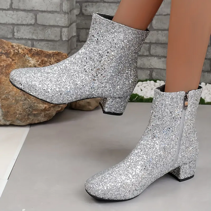 Eveloria Damen Stiefeletten Textil Glitzer Mandelförmig Mittlerer
