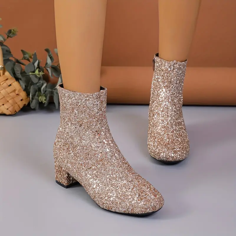 Eveloria Damen Stiefeletten Textil Glitzer Mandelförmig Mittlerer