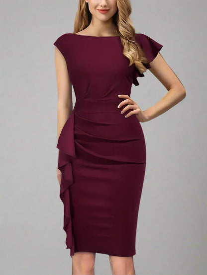 Damen Cocktailkleid Figurbetont Rüschen