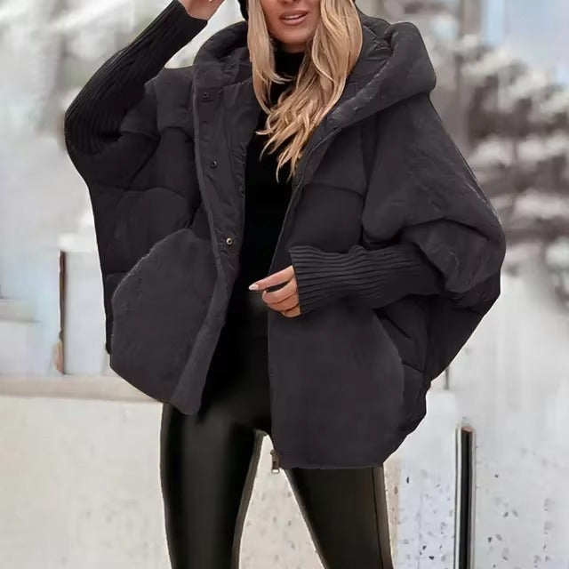 Damen Pufferjacke Oversized Steppdesign Kapuze