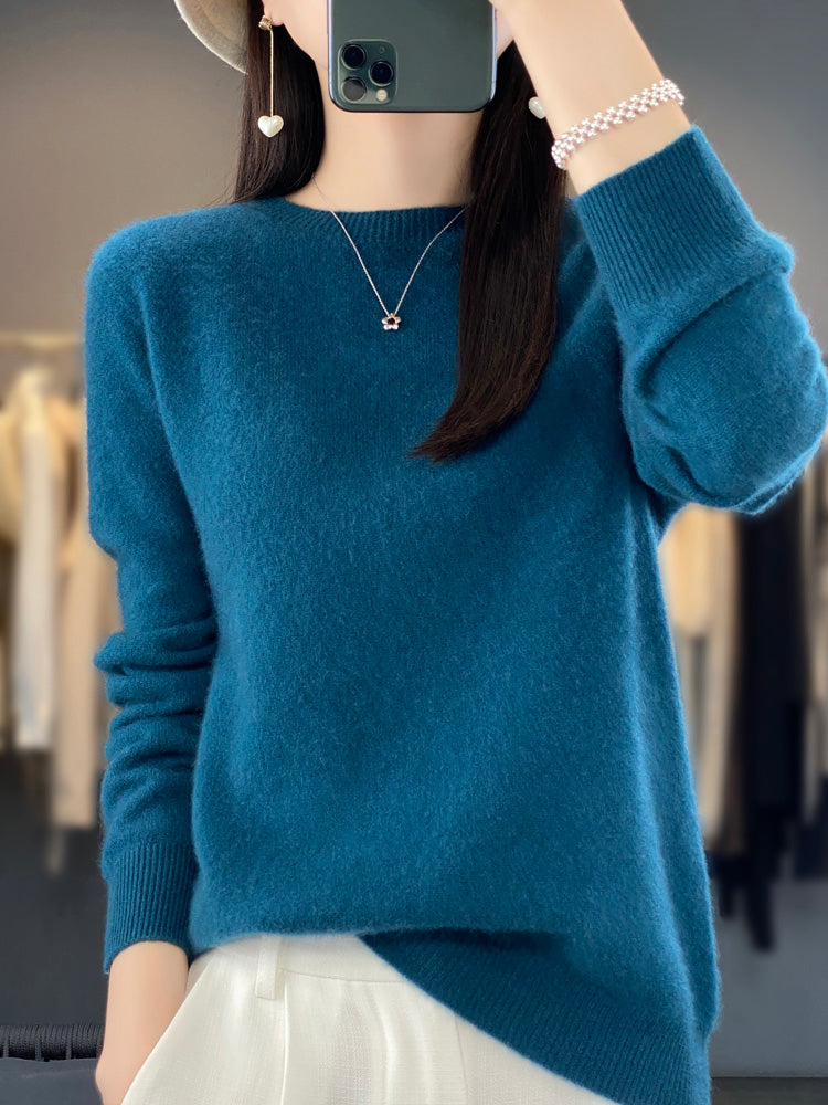 Damen Klassischer Langarm Strickpullover