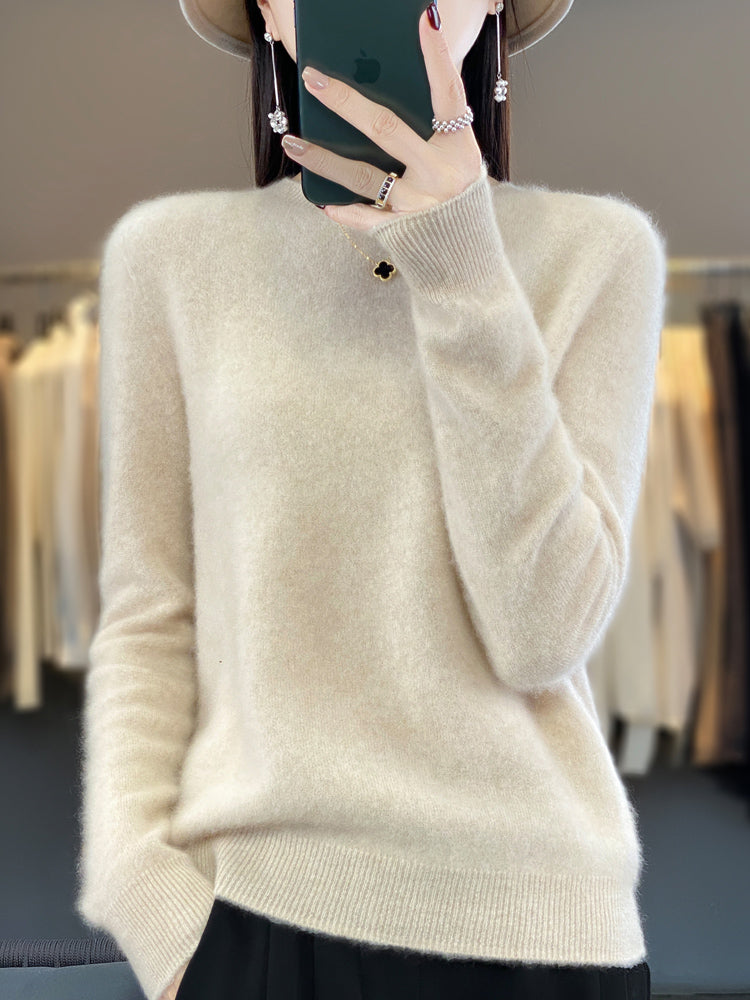 Damen Klassischer Langarm Strickpullover