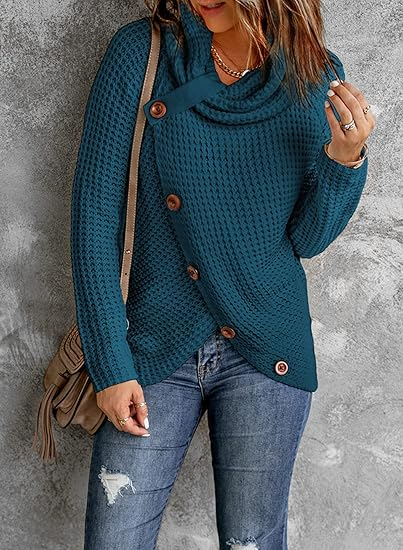 Damen Strickpullover Relaxed Fit Oversize Rollkragen - Eveloria