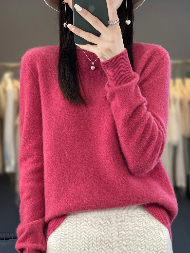 Damen Klassischer Langarm Strickpullover