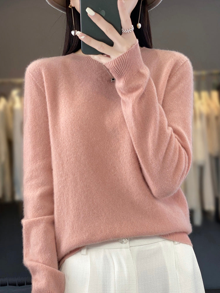 Damen Klassischer Langarm Strickpullover