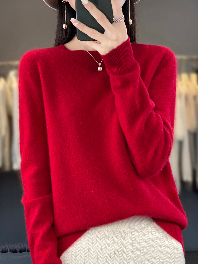 Damen Klassischer Langarm Strickpullover