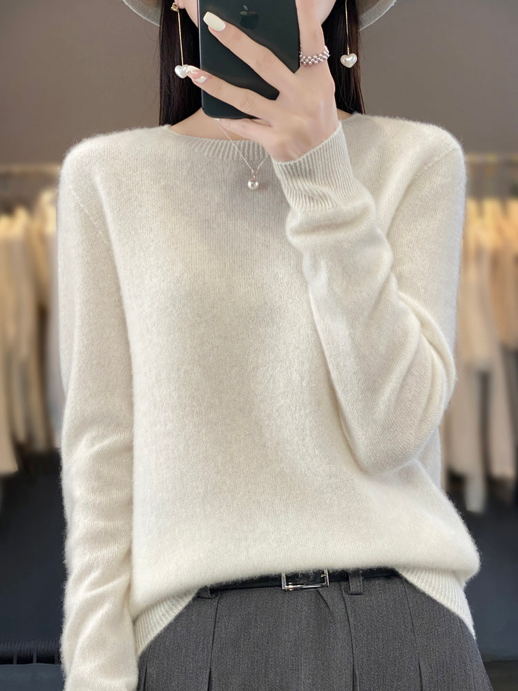 Damen Klassischer Langarm Strickpullover