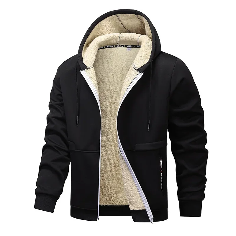 Herren Fleece Hoodie Jacke Sherpa-Futter Relaxed Fit Kapuze