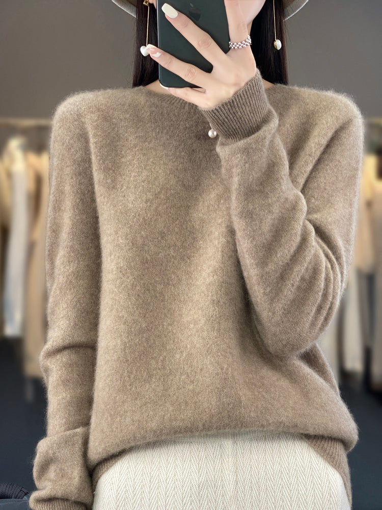 Damen Klassischer Langarm Strickpullover
