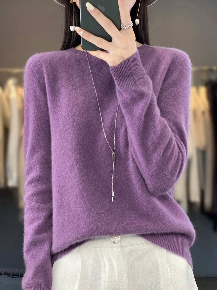 Damen Klassischer Langarm Strickpullover