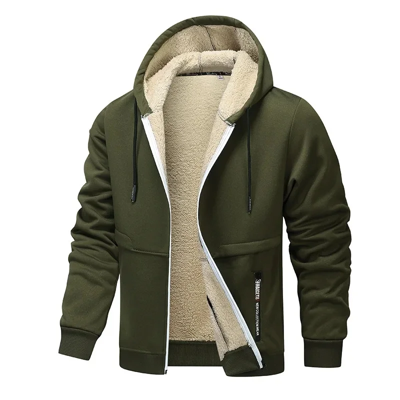Herren Fleece Hoodie Jacke Sherpa-Futter Relaxed Fit Kapuze