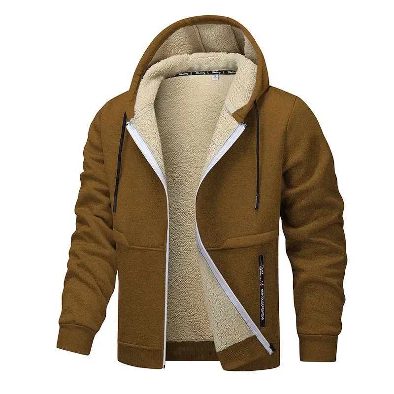 Herren Fleece Hoodie Jacke Sherpa-Futter Relaxed Fit Kapuze Schwarz - Eveloria